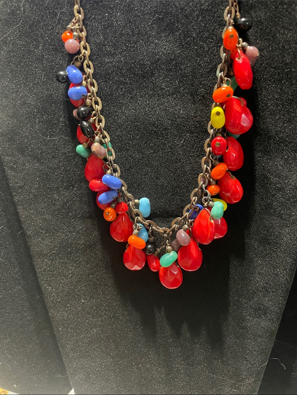 ZAD Red Multi-Bead Statement Necklace.  M”s